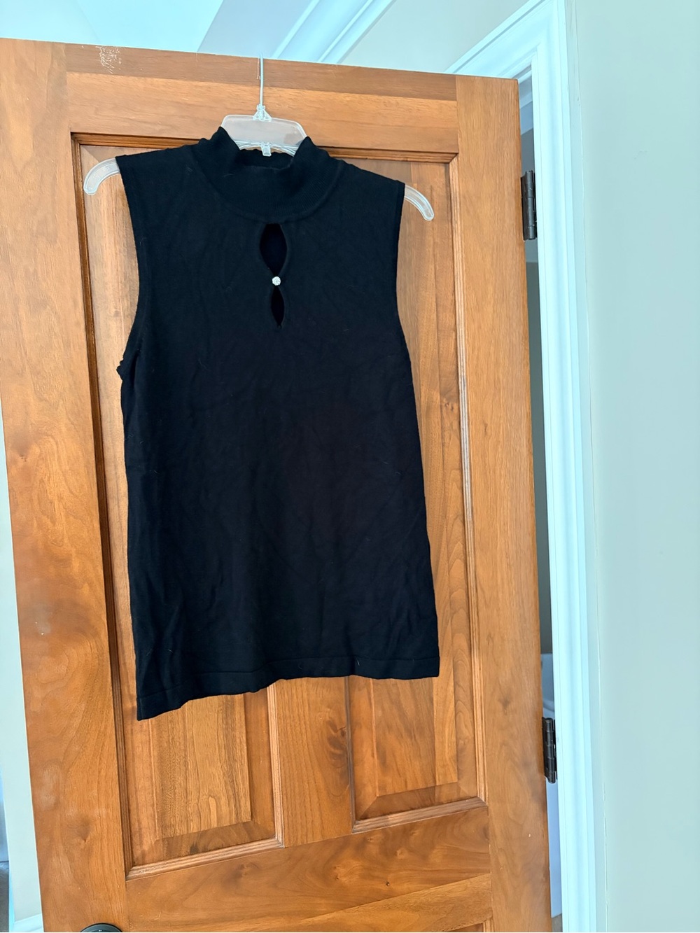 Premise Black Sleeveless Mock Neck Tank with Keyhole Accent